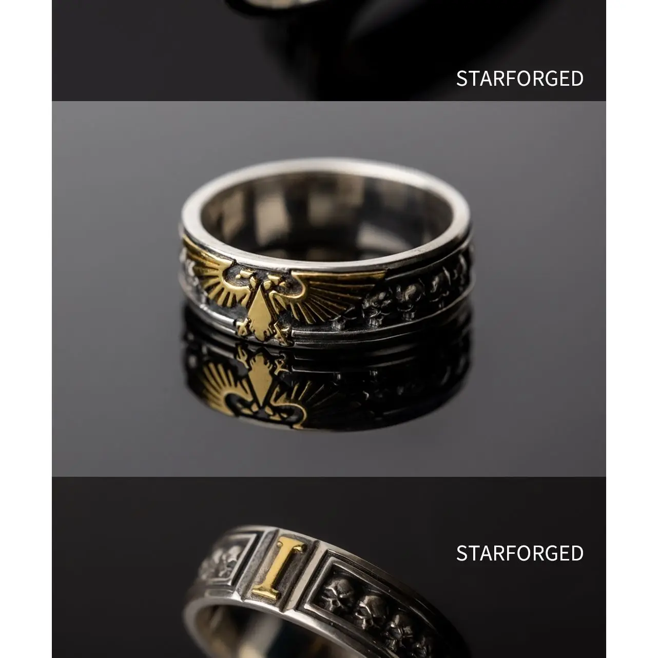 Star Cast Sky Eagle Emblem Ring Warhammer 40K Peripheral Silver Jewelry Trendy Popular Ring Boy Domineering