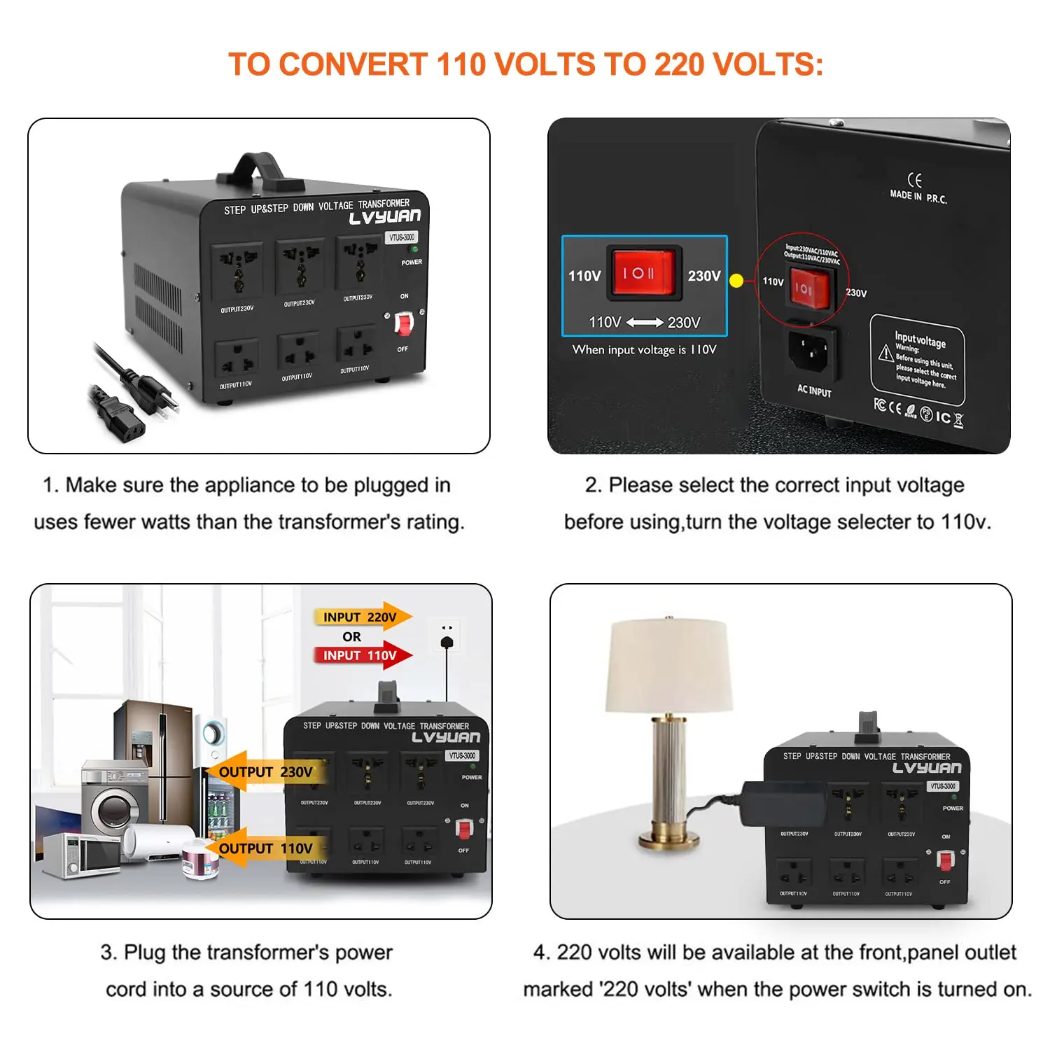 1500W Voltage Transformer AC110V-AC220V Changer Raise/Lower Voltage Japan/US Standard Socket