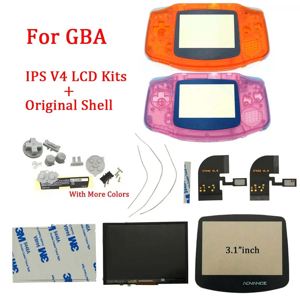 

IPS V4 Backlight LCD Screen Mod Drop In For GameBoy Advance GBA Games Console Case Replacement With Original Housing Shell