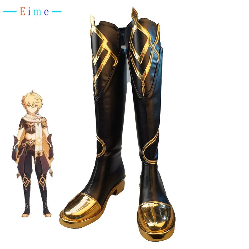 

Aether Cosplay Shoes Genshin Impact Travellers PU Leather Shoes Halloween Carnival Boots Cosplay Props Custom Made