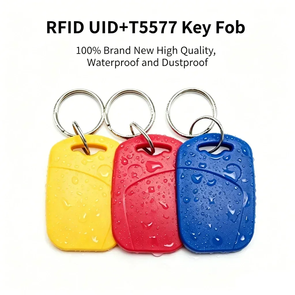 DIXSG 2 In 1 Dual Chip Frequency RFID Keyfob 125KHZ T5577 +13.56MHZ UID Rewritable Composite Access Control Key Tags IC+ID