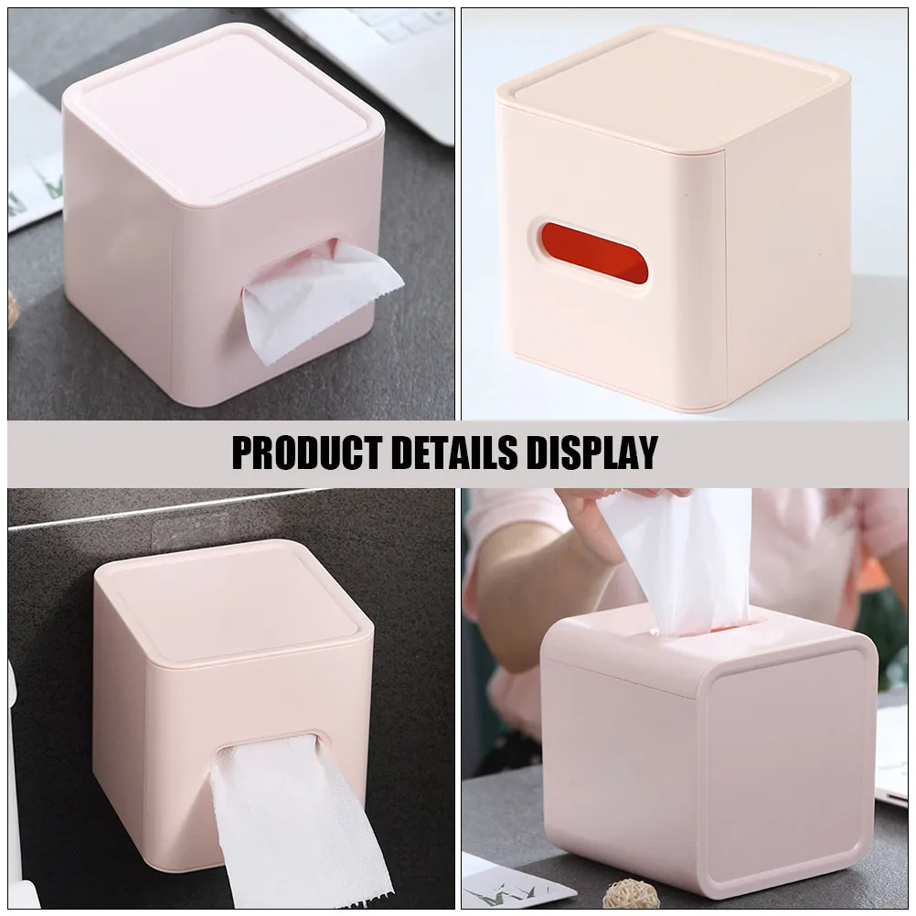 2Pcs Roll Paper Box Square Plastic Tissue Holder Large Capacity Simple Style Comfortable Hand Feel No Deformation Bathroom