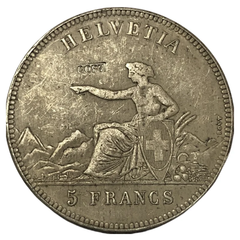 

1863 Switzerland 5 Francs Shooting Festival Copy Coin