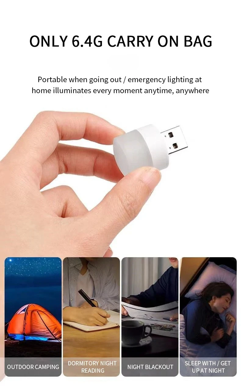 3-5Pcs Mini USB Night Light Warm White Eye Protection Book Reading Lights USB Plug Computer Mobile Power Charging LED Night Lamp