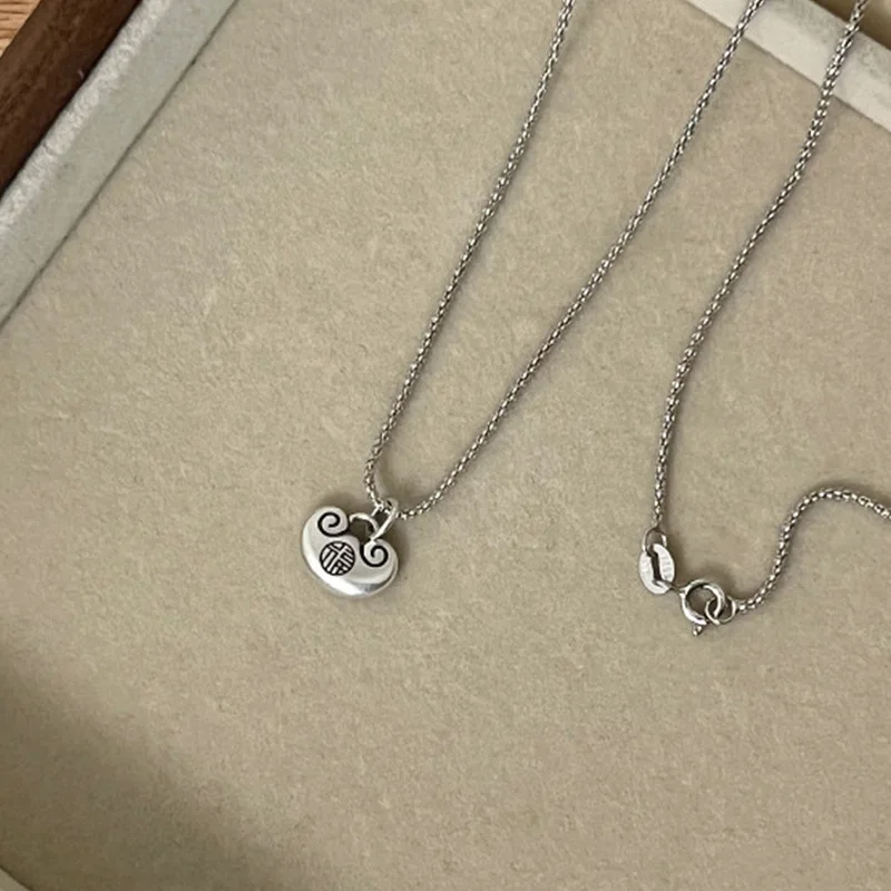 Fuzi Ping An Lock ожерелье женская мода винтажный темперамент модная индивидуальная изысканная универсальная цепочка на ключицу