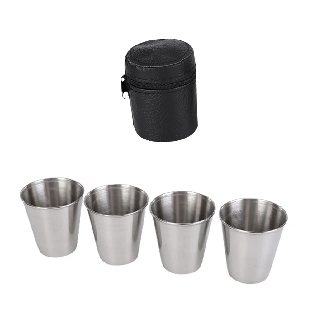 

Stainless Steel Shot Cups Glass Coffee Mug Camping Tumbler Silver Reusable 100ml Anti Rust Stackable Easy Clean