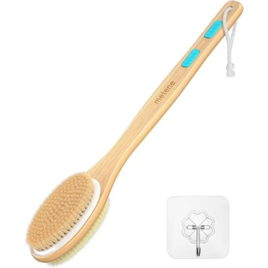 

Shower Brush with Soft and Stiff Bristles Bath Dual-Sided Long Handle Back Scrubber Body Exfoliator for Wet or Dry Brushing