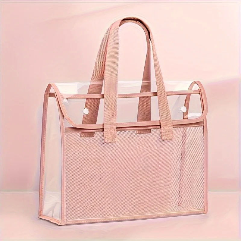 1 Buah Pengatur Folder File PVC Transparan Besar dengan Banyak Kompartemen untuk Tablet, Penyimpanan Perlengkapan Sekolah