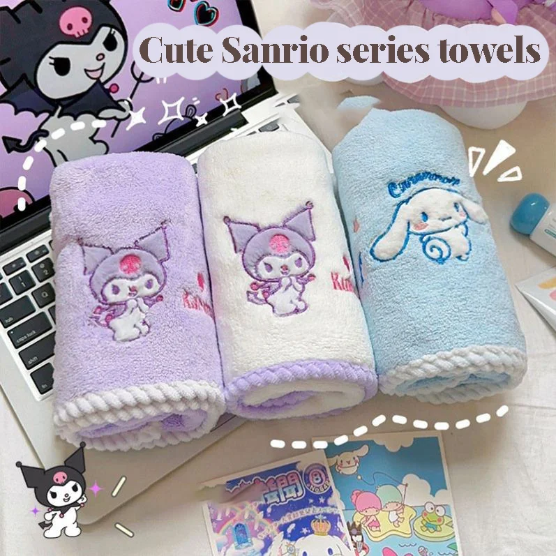 75*35 cm Sanrio Cinnamoroll Korallen Fleece Handtuch Kuromi Melody Cartoon Saugfähigen Gesicht Waschen Bad Trockenes Haar Handtuch Fitness sport Geschenke