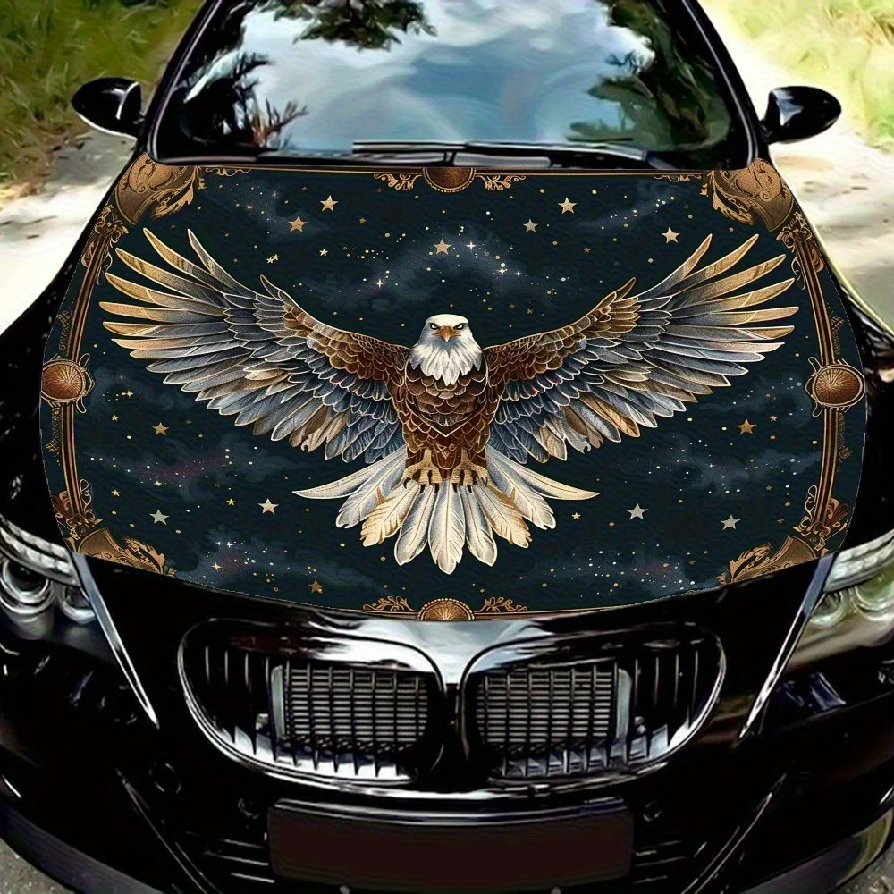 

Обертка на капот автомобиля с узором звездного неба и орла, наклейка на капот автомобиля, наклейка на капот автомобиля, обертка на капот, самоклеящаяся водонепроницаемая, против царапин
