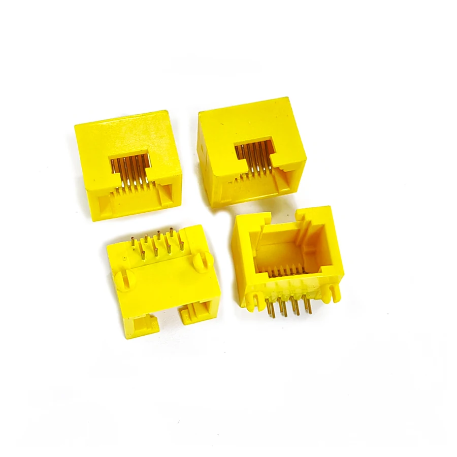 50 stücke/Los 8004 Mini rj45 8 p8c Buchse Stecker kurze Kunststoff gelbe Farbe Netzwerk Internet modular – Detail 3
