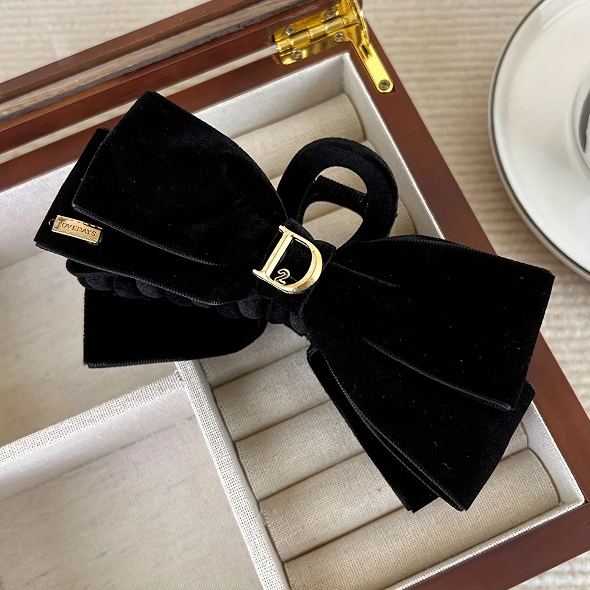 1 set fluwelen vlinderknoop haarklauwen, fluwelen prinsessenhoofdplaat haargrijpclip, haaraccessoires voor dames haaienclip