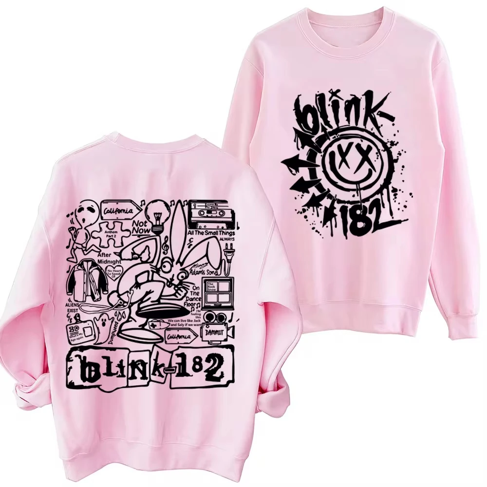 Blink 182 Hot Tour 2024 Plus Size Crew Neck Sports Casual High Street Graphic Printed Hoodie Men/Women Customized High Quality