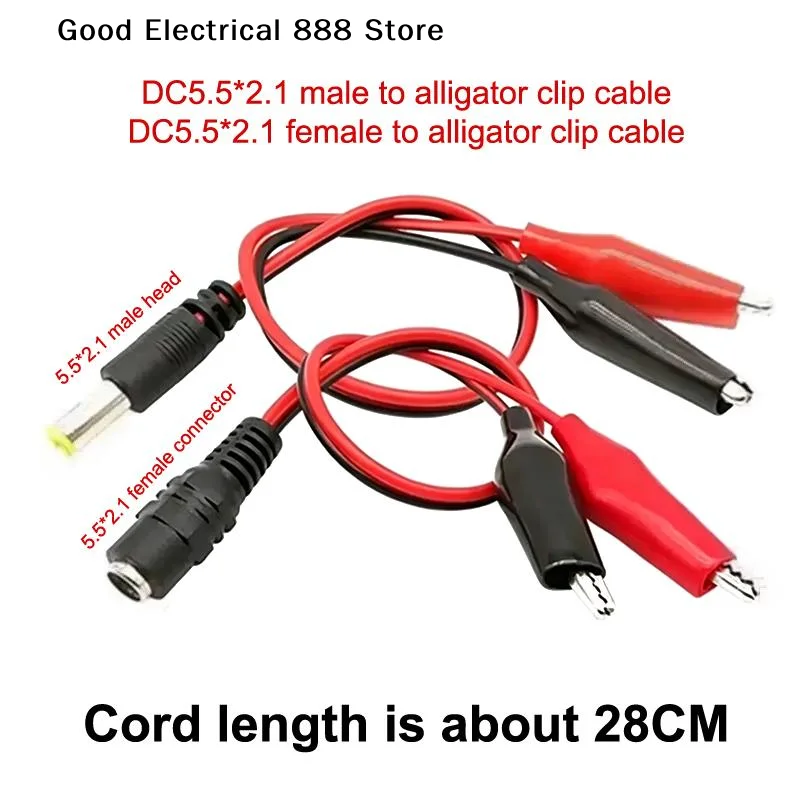 【G】2 Alligator Clip To 1 Male Or Female DC Power Plug Connector Adapter DC 5.5*2.1mm Clips Crocodile Test Leads - view 5