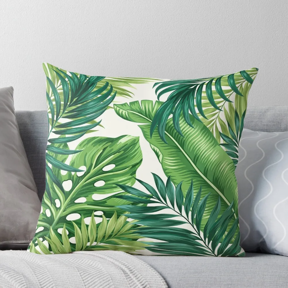 

Green Tropical Leaves Throw Pillow luxury sofa pillows Pillowcase Room decorating items