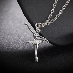 Romantic Ballerina Necklace Sliver Color Ballet Pendant Choker Metal Charm Surprise Jewelry Gift for Dancer Girls Women