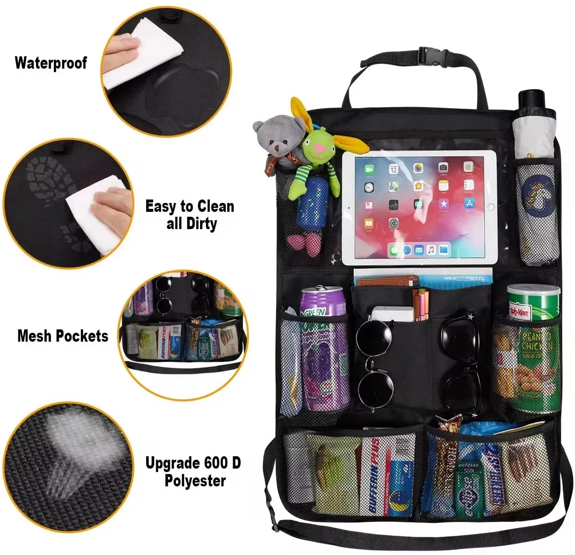 

Car Backseat Organizer With Touch Screen Tablet Holder Storage Pockets Kick Mats Car Seat Back Protectors For Kids Toddlers