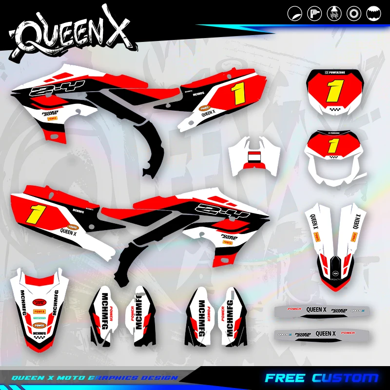 QUEEN X MOTO For YAMAHA YZF250 2019-2023 YZF450 2018-2022 WRF450 2019-2022 WRF250 2020-2023 Motorcycle Decal Sticker Kits 036