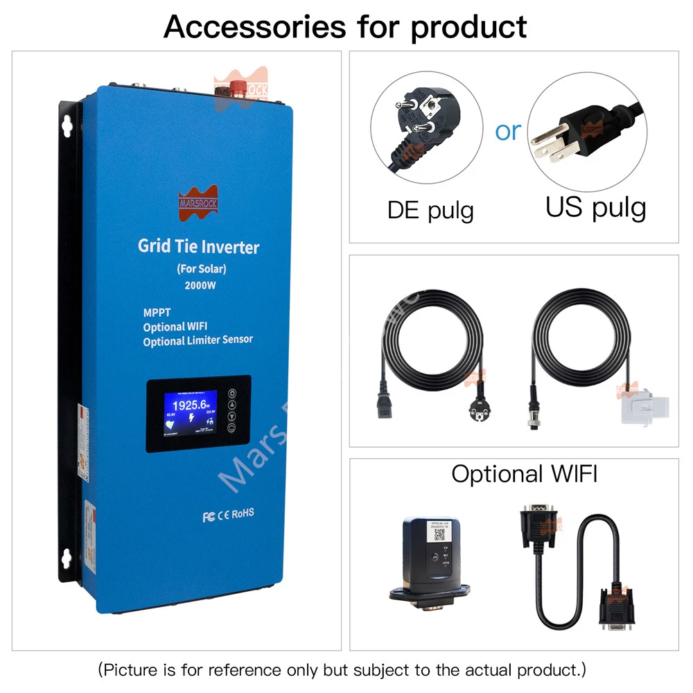 

2000W 2 phase 240V Solar Inverter With 3M Limiter Sensor MPPT On Grid Tie Inverter DC 45-90V Microinverter Contverter For US