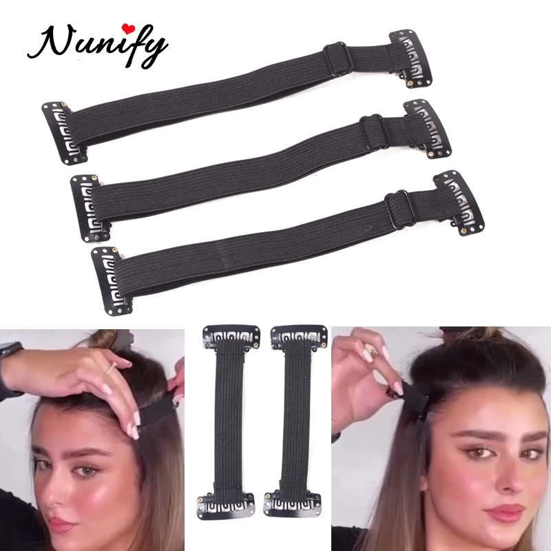 BB Belt For Face Lift Black Stretching Straps For Lift Eyes Invisible Elastic Belt For Hair 1.5Cm Wide Lifting Belts With Clips