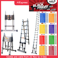 5M Telescopic Straight Ladder A-Frame Sturdy Stainless Steel Folding Ladder 16.5ft 2-IN-1 Extension Ladder Household 330lb/150kg