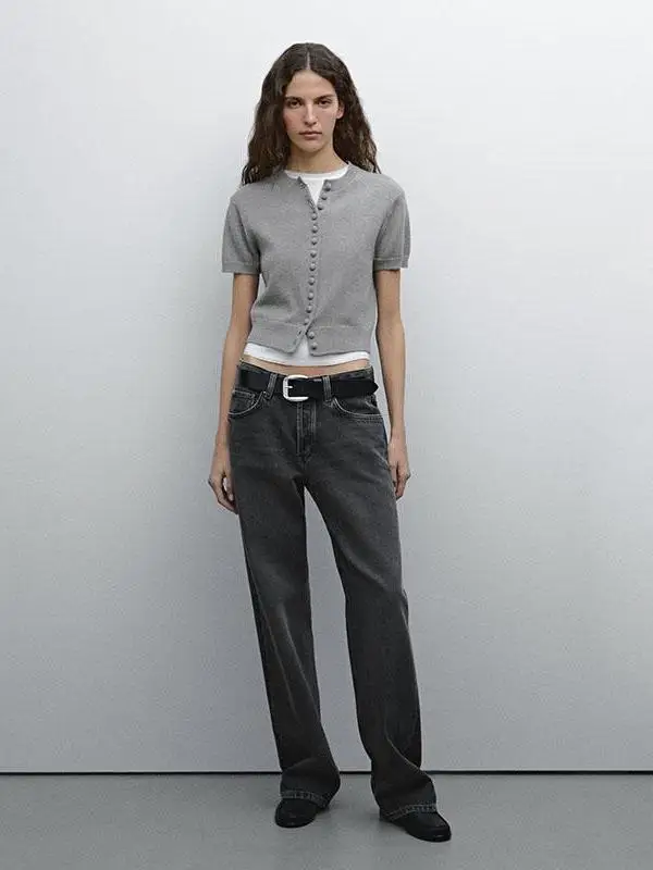 

Вязаный повседневный кардиган с круглым вырезом, новый весенний женский кардиган для работы и отдыха, облегающий, модный, однотонный