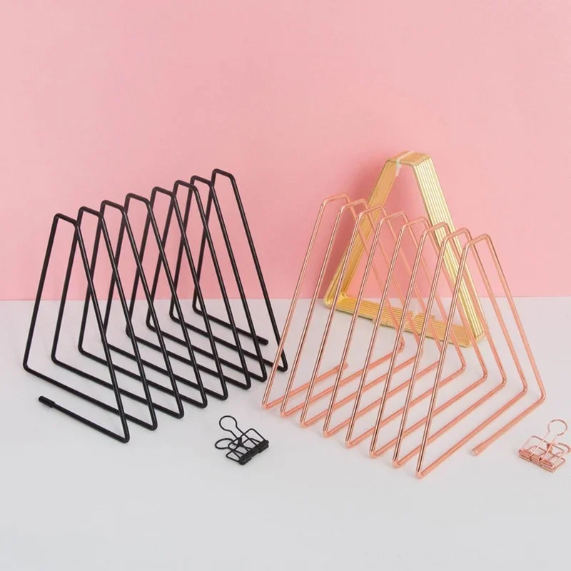 

Metal Iron Storage LP Record Rack Triangle Shaped Book Magzine Holder Multifunction Desk Record Shelf Organizer Home Decor