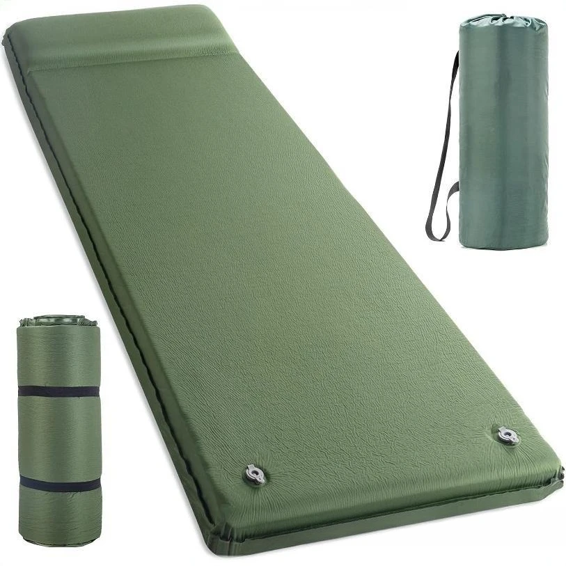 Automatic inflatable sleeping pad camping cheese sponge pad car knitted fabric high density