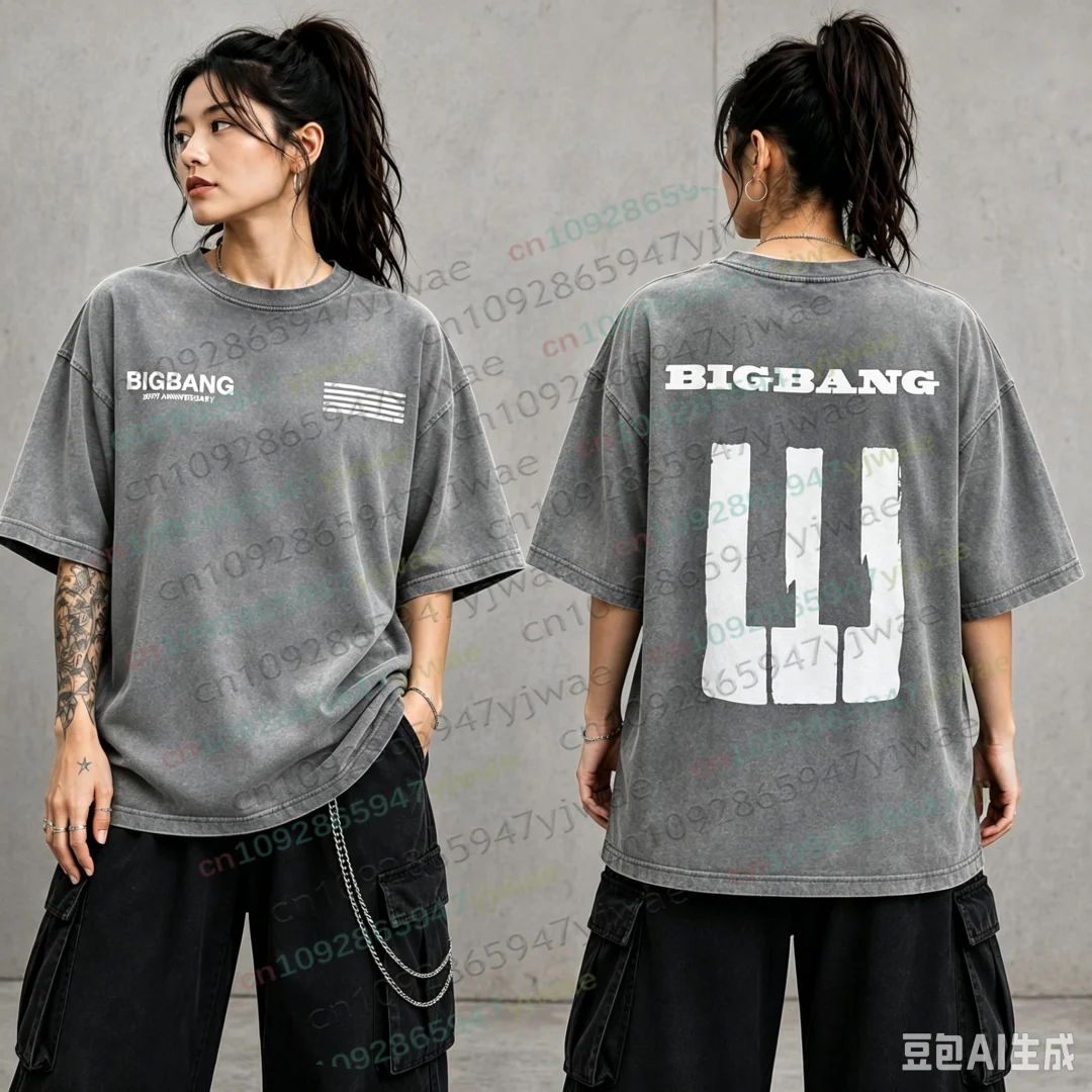 BIGBANG 20th Anniversary Vintage Wash Cotton TShirt Kpop Concert Tee Unisex Fan Gift G-Dragon Streetwear Men Women's Tshirt Tops