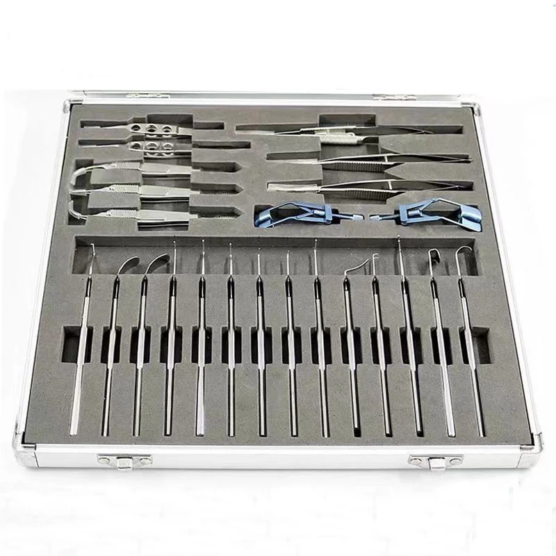 25 pieces of ophthalmological microscopy equipment kits eye reshaping tools strabismus hooks