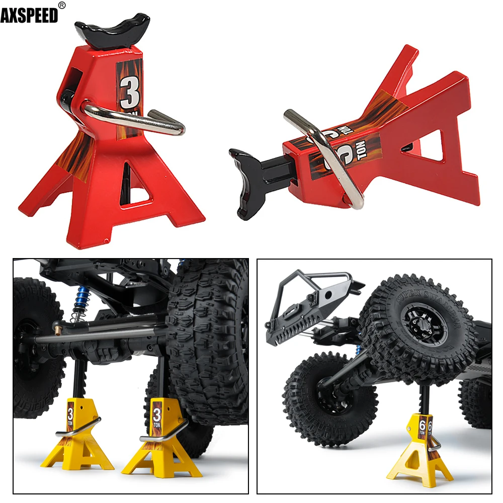 AXSPEED 2Pcs Metal Lift Jack Stands 3T 6T Height Adjustable Jacks for 1/10 RC Crawler Axial SCX10 90046 TRX4 TRX6 D90