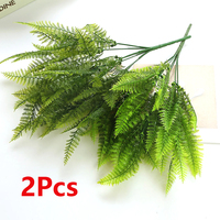 2/1Pcs Artificial Plant DIY 7 Branches Plastic 49 Leaves Fake Greenery Fern Home Supplies Christmas Decorations Table Decors