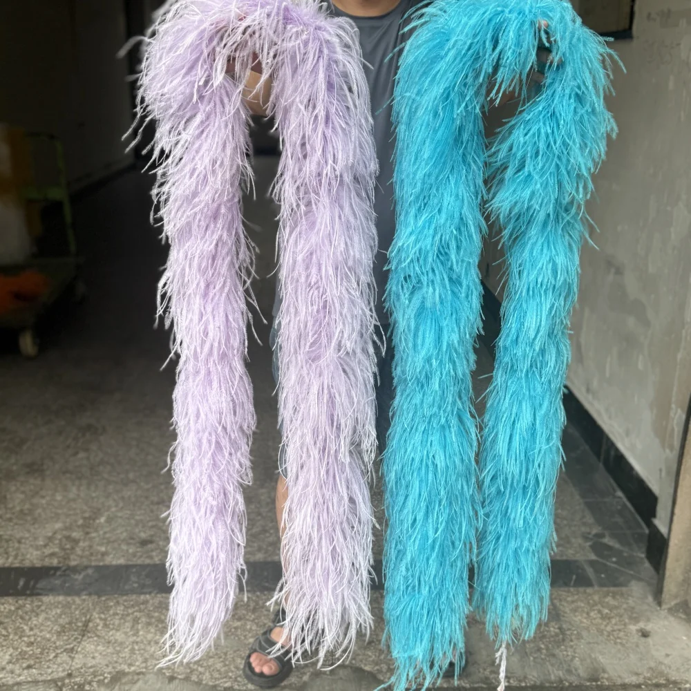 6 8 10 Ply Ostrich feather boa Decor Trims High Quality Natural Ostrich Feathers Boa Shawl for Costume Clothing Sewing Accessory