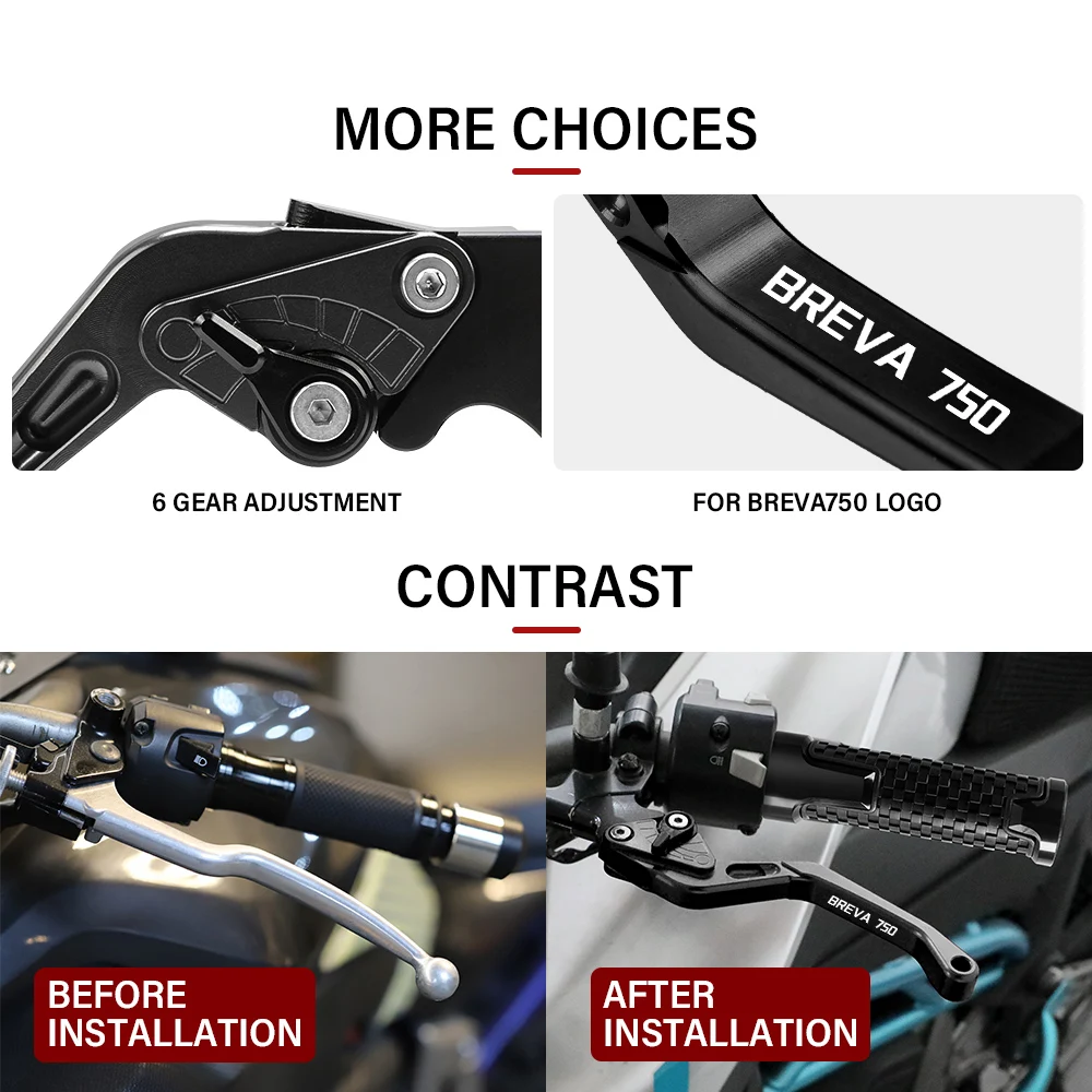 For MOTO GUZZI BREVA750 2004 2005 2006 2007 2008 2009 Motorcycle Adjustable Brake Clutch Levers Handle CNC Aluminum Accessories