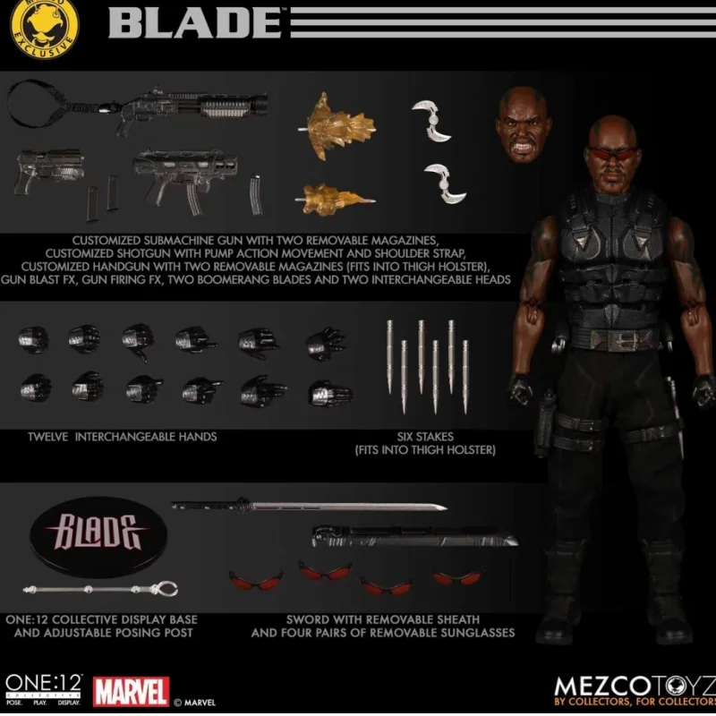 

Original Mezco One:12 Collective - Marvel Comic: Blade 1/12 In Stock Anime Action Collection Model Toys Gift