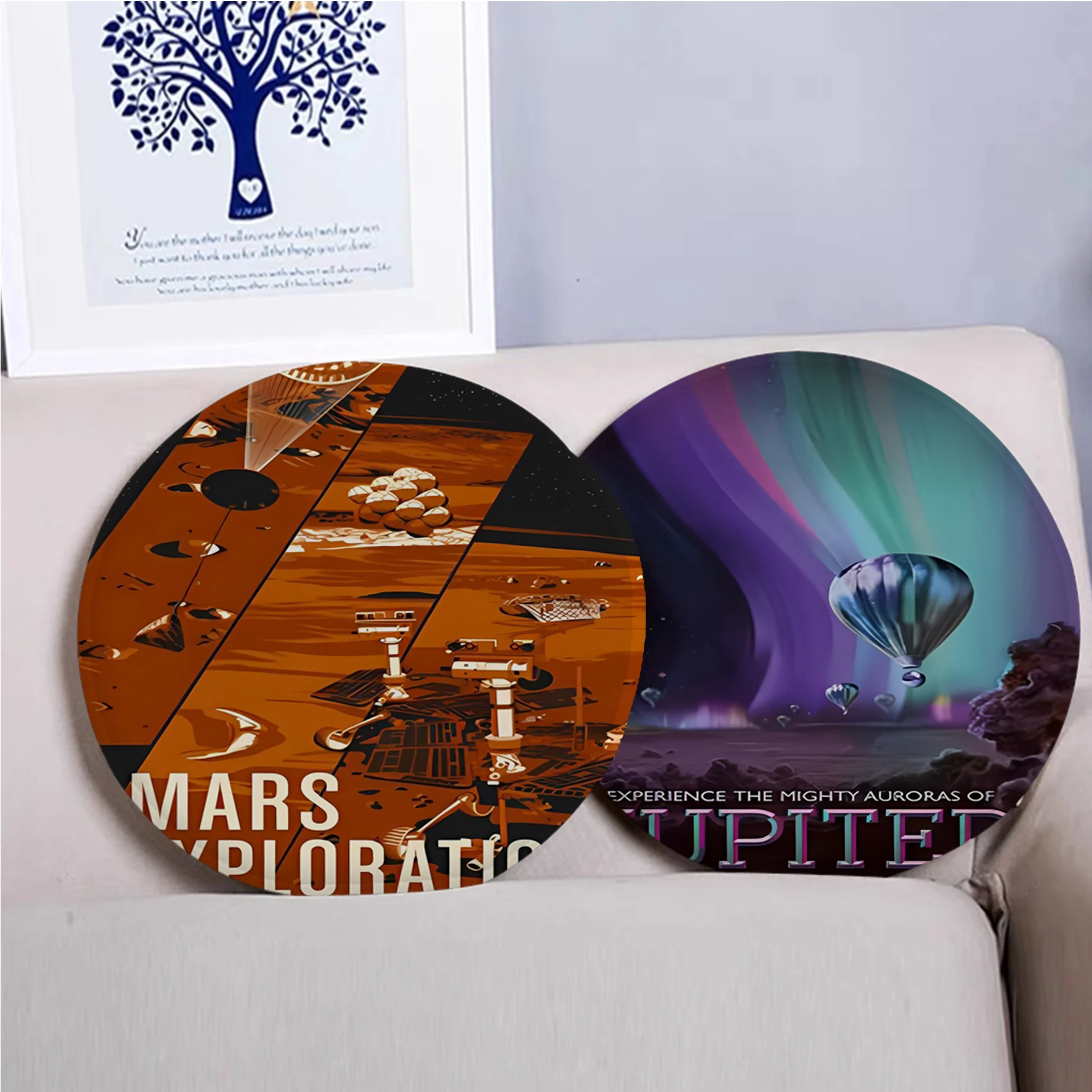 

Vintage Solar System Space Cushion Mat Round Seat Cushion Office Dining Stool Pad Sponge Sofa Mat Non-Slip Chair Cushions