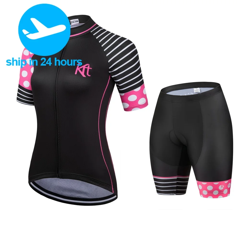 

Kafitt Professional Women‘s Short Sleeve Cycling Jersey Sets Bicycle Quick-drying Macacao Feminino Breathable 20D Pad 2 Pieces