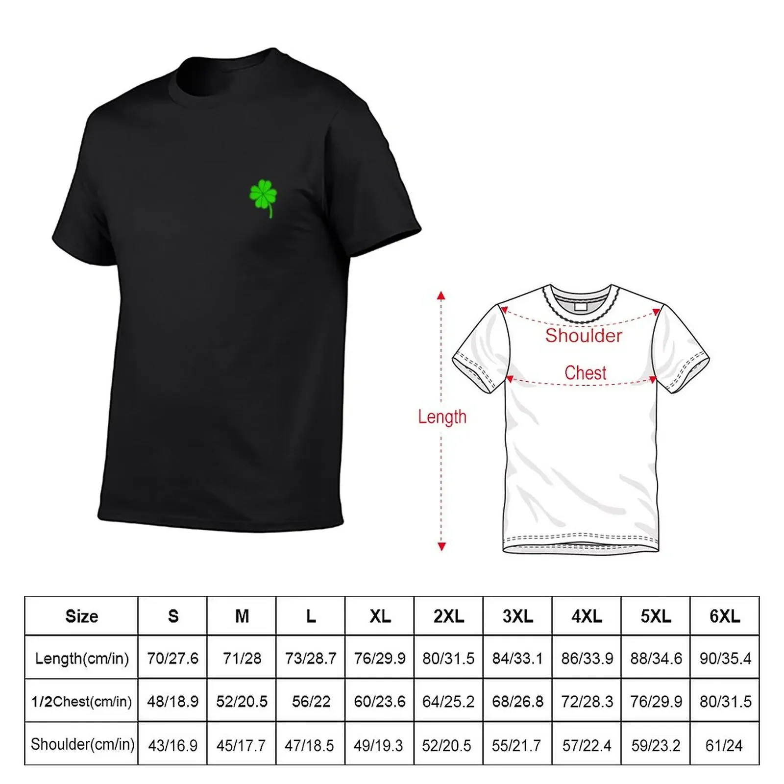 New Four Leaf Clover Pocket Patch T-Shirt custom t shirts anime clothes black t shirt heavyweight t shirts men clothings