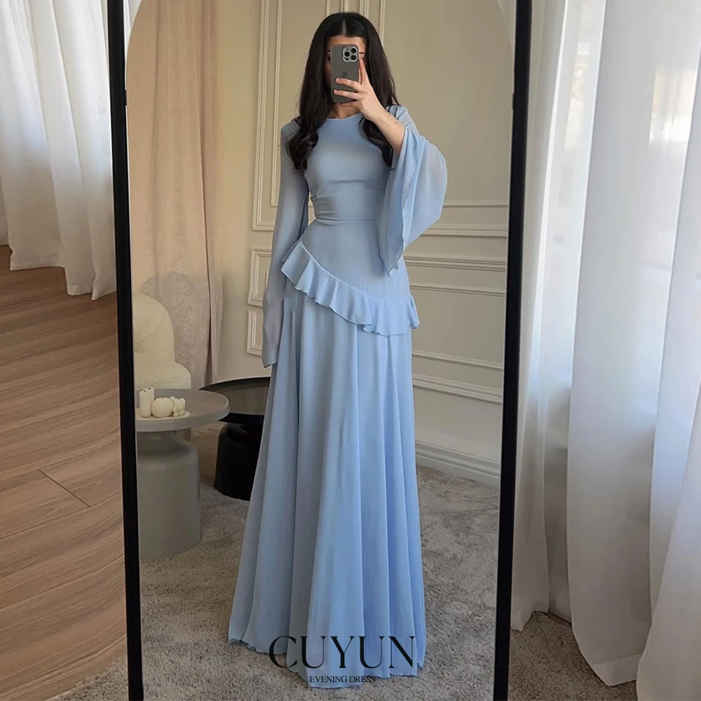 فساتين سهرة شيفون من CUYUN صيفية للنساء بأكمام مضيئة مكشكشة للحفلات فستان أنيق مخصص للمناسبات الخاصة #3