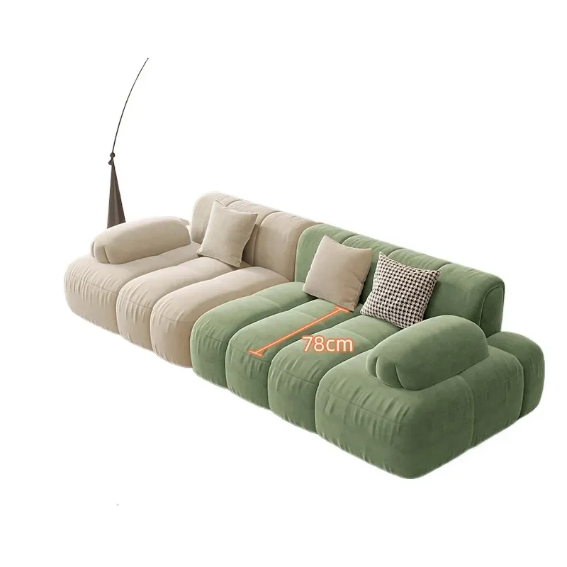 Modern Simple Living Room Cat Scratching Fabric Sofa Small Apartment Three Seater Color Matching Italian Style