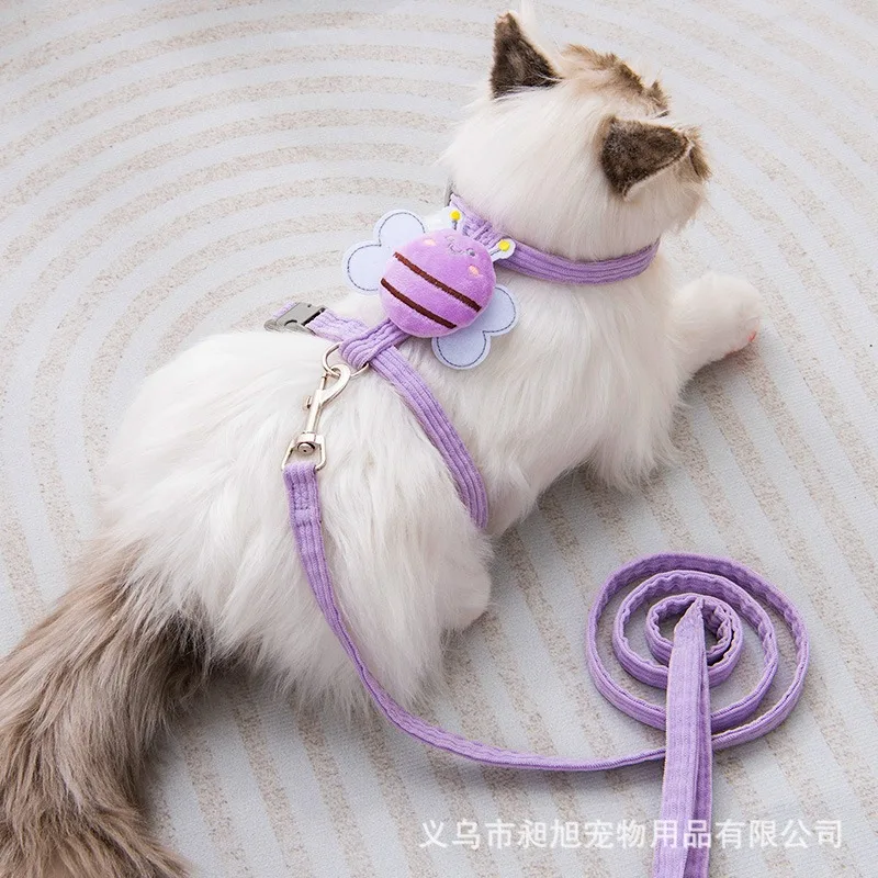 Cat  chest back strap Traction Rope Anti break  Adjustable  Pulling Harness and Leash  Breathable Reflective