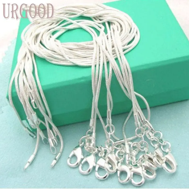 

5/ 10pcs 40-75cm 925 Sterling Silver 1mm Snake Chain Necklace Jewelry For Man Women Wedding Charms Wedding For Pendant