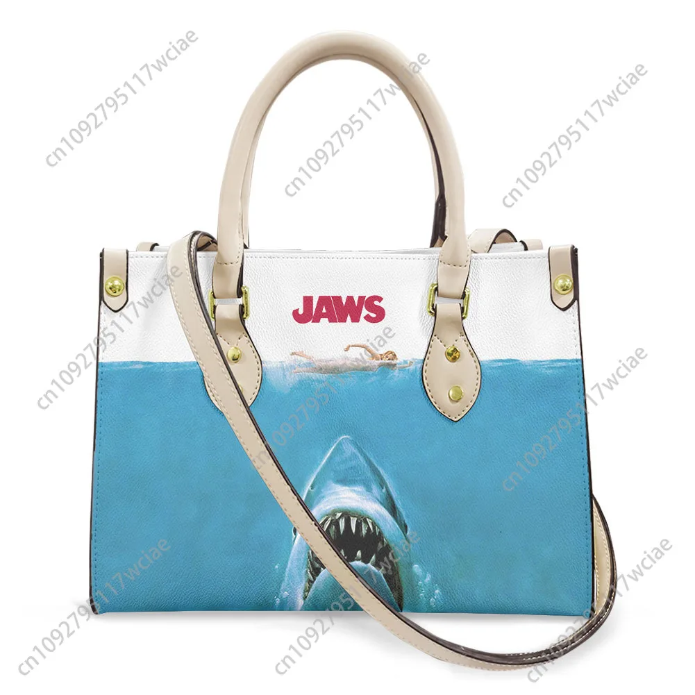 

Jaws Horror Movie Bag Tote Bag Purse Womens Mens Personalized Text Image PU Leather Handbag Business Shopping Gift Bags
