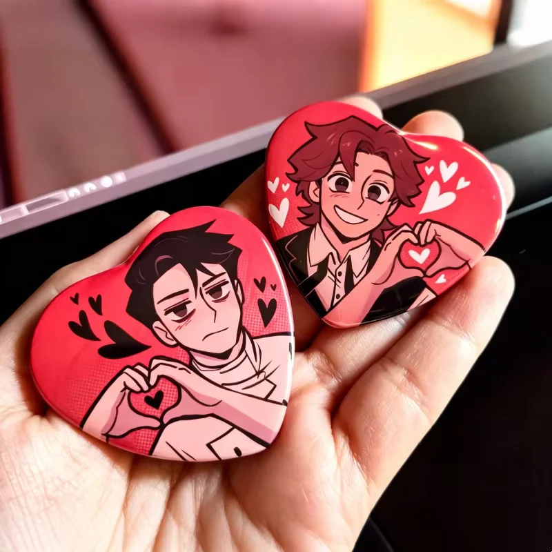 Dead Plate Rody Vincent Heart Shape Enamel Pins Anime Game Merch Metal Brooch Button Badges for Bag Jacket Decoration Gift