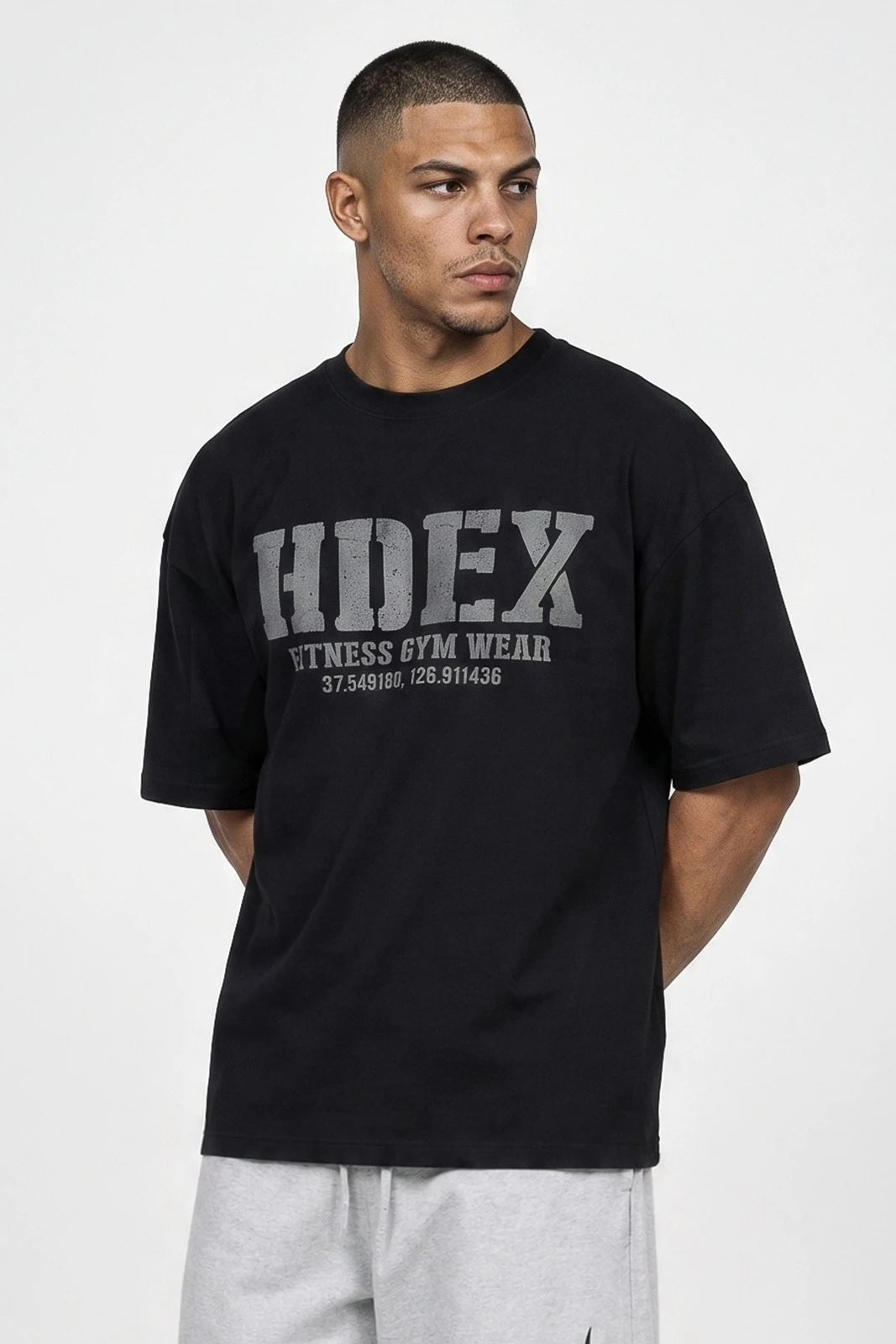 HDEX Luxusmarke T-Shirt Herren Streetwear Locker Sitzend Baumwolle für Männer, Frauen und Kinder Hochwertige Trendige GYM Kurzarm-Freizeitoberteile – Detail 5