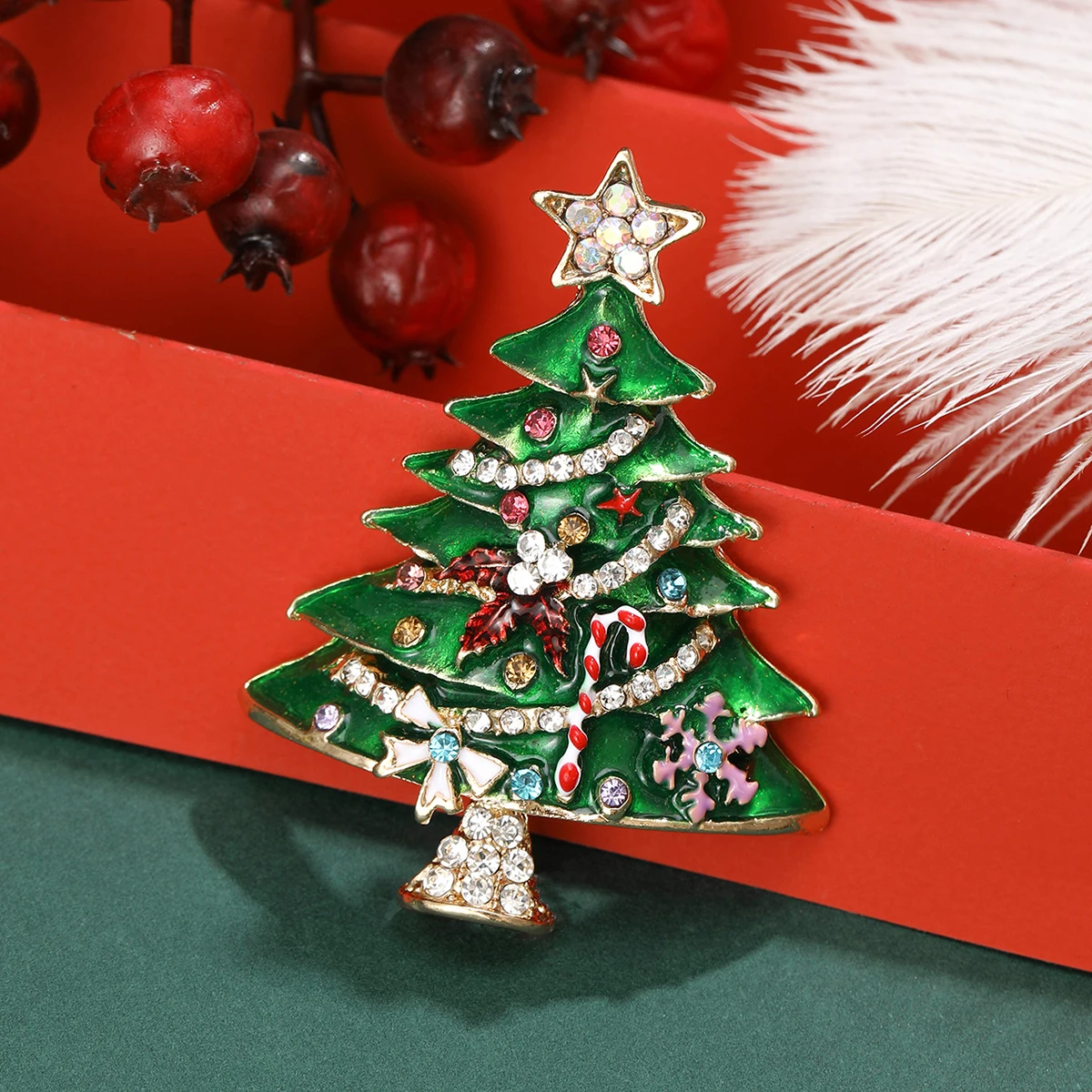 Enamel Christmas Tree Brooches for Women Unisex Plant Pins Multi-color Available Holiday Party Accessories Gifts