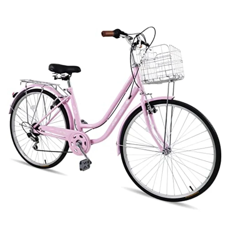 

Beach cruiser bike for women, high-carbon steel frame, black, premium derailleur and shift lever with adjustable seat