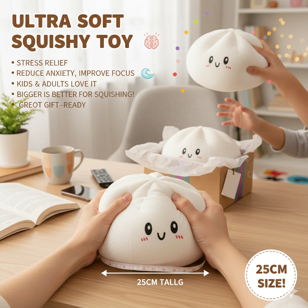 New Arrival Giant Dumpling Squishy, Super‑Large Simulation BBQ Pork Bun Squishy Toy, Slow Rebound Stress Relief Fidget Toy,