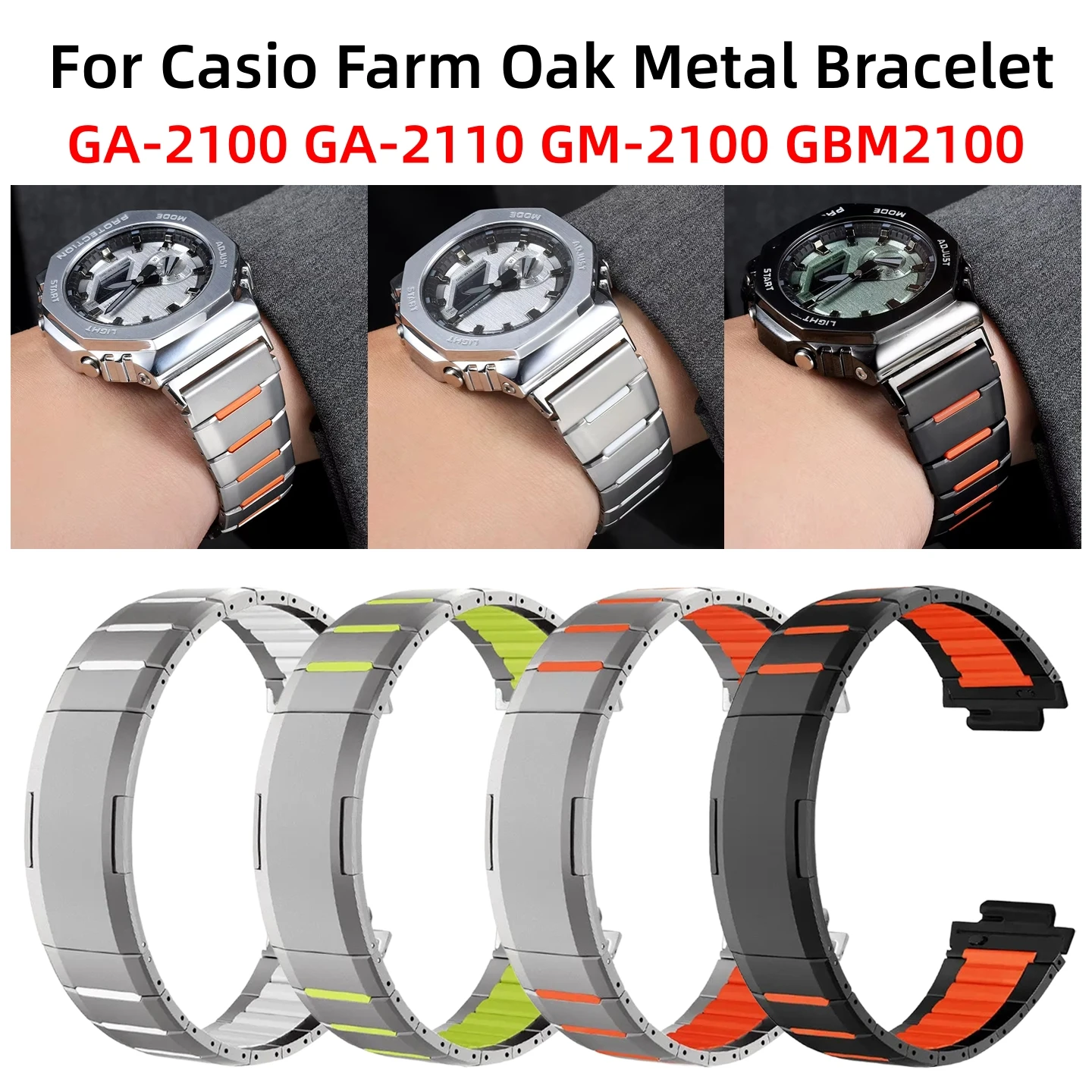 

For Casio G-Shock GA2100 GM2100 GBM2100 Casioak Mod Upgrade Hybrid Steel Rubber Strap Modified Watch Band Replacement Bracelet