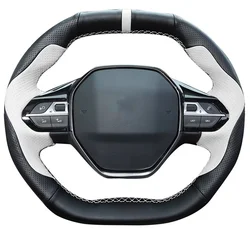 Car Steering Wheel Cover Hand Stitch For Peugeot E-208 2020 508 208 2019 2020 3008 4008 5008 2016-2019 Genuine Leather